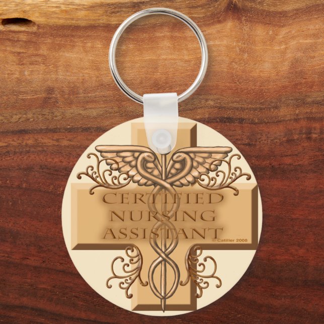Cross Caduceus CNA Nurse Key Ring (Front)