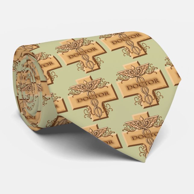 Cross caduceus doctor  tie (Rolled)