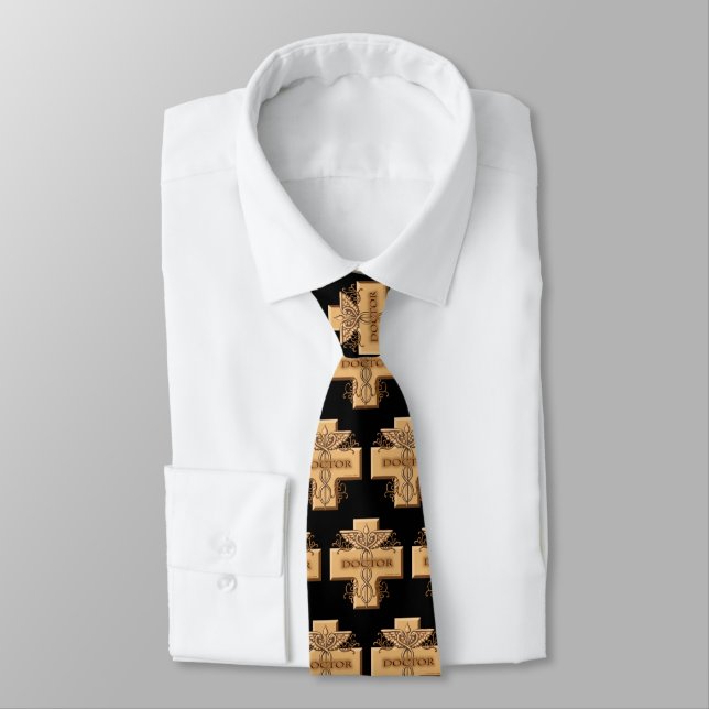Cross caduceus doctor  tie (Tied)