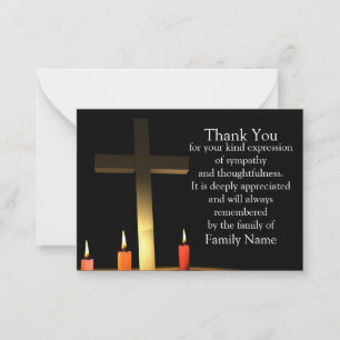Cross Candle After Funeral Thank You Cards