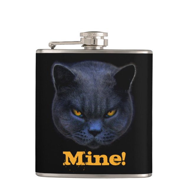 Cross Cat says Mine! Hip Flask (Front)