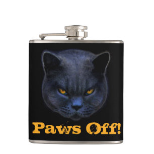 Cross Cat says Paws Off! Hip Flask