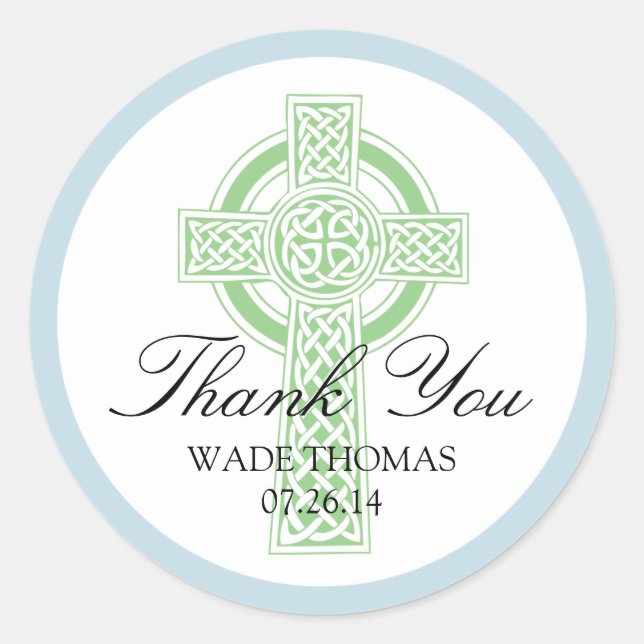 CROSS Christening, Shower or First Communion Classic Round Sticker (Front)
