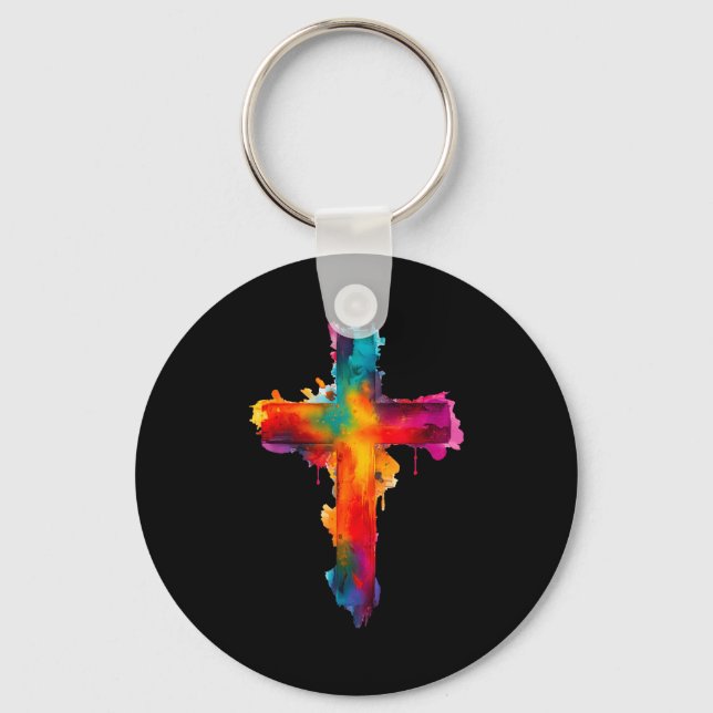 Cross Christian Religious Believe Blessed Faith Gr Key Ring (Front)