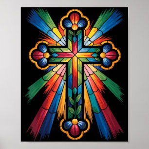 Cross Colorful Christian Religous  Poster