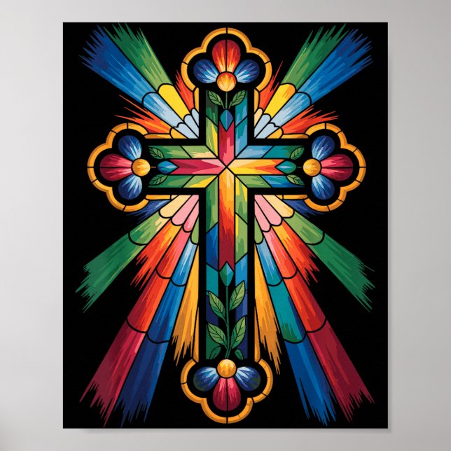 Cross Colorful Christian Religous  Poster (Front)