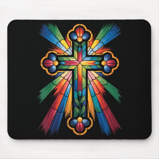 Cross Colourful Christian Religous  Mouse Pad (Front)