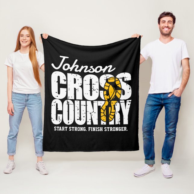 Cross Country ADD TEXT Runner Running Team Player Fleece Blanket (In Situ)