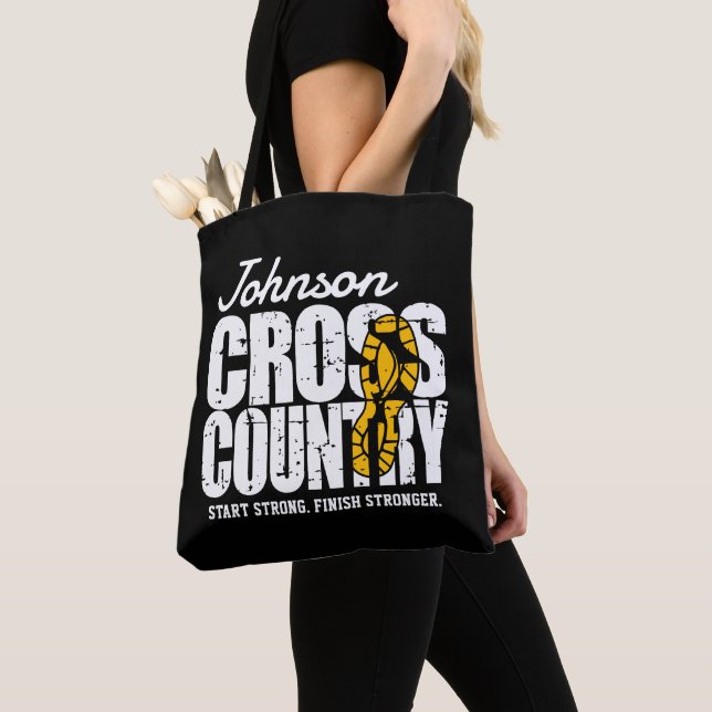 Cross Country ADD TEXT Runner Running Team Player Tote Bag (Close Up)
