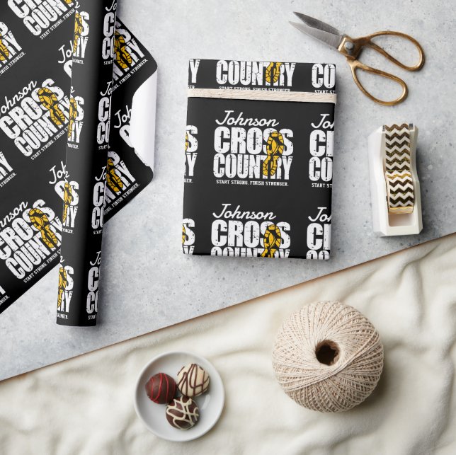 Cross Country ADD TEXT Runner Running Team Player Wrapping Paper (Crafts)