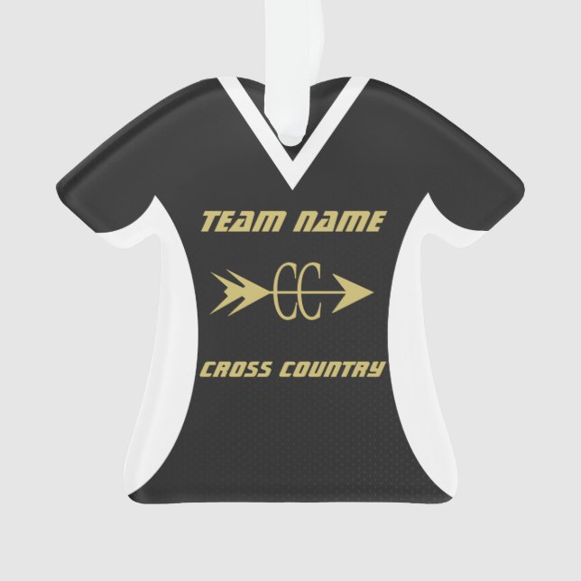 Cross Country Black Gold Sports Jersey Ornament (Front)