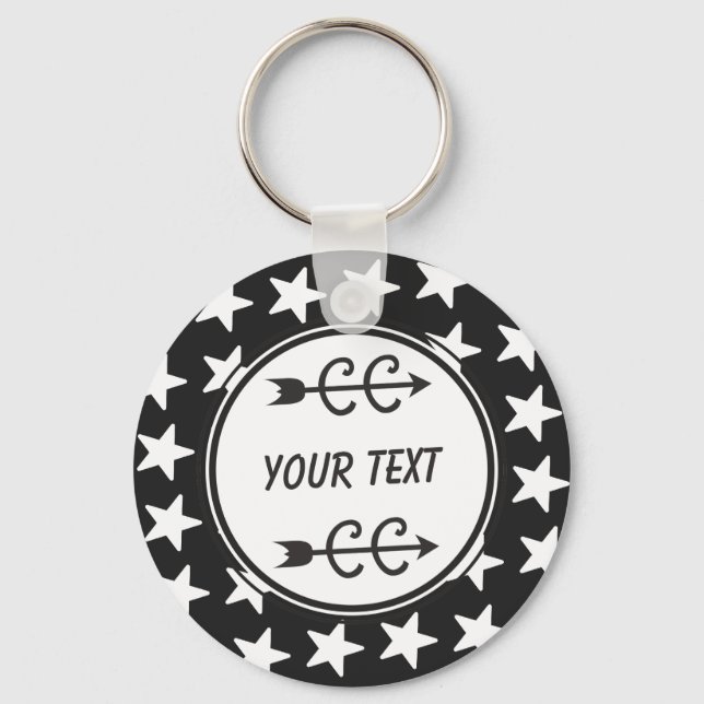 Cross Country Black White Personalised Keychain (Front)