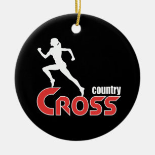 Cross country ceramic ornament