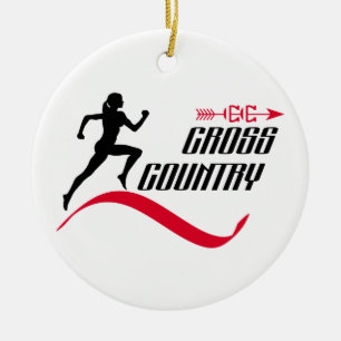 Cross country ceramic tree decoration