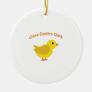 Cross country Chick Ceramic Ornament