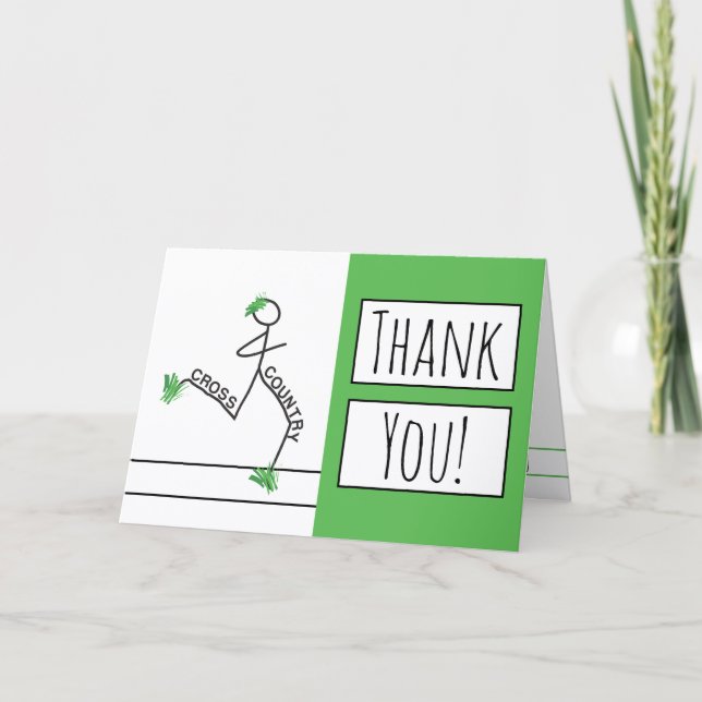 Cross Country Grass Runner Thank You Card (Front)