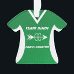 Cross Country Green Sports Jersey Ornament<br><div class="desc">Green cross country jersey with photo.  Personalise with runner's name,  team and date.</div>