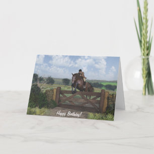 Cross Country - Jumping Horse Birthday Card
