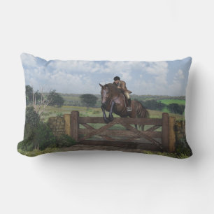 Cross Country - Jumping Horse Lumbar Throw Pillow