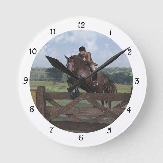 Cross Country - Jumping Horse Wall Clock (Front)