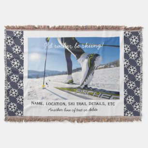 Cross Country Nordic Skiing Custom Ski Photo Throw Blanket
