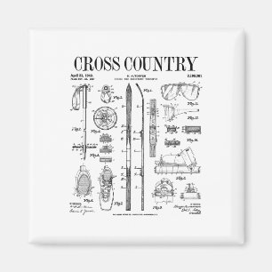 Cross Country Nordic Skiing Ski Vintage Patent Ski Magnet