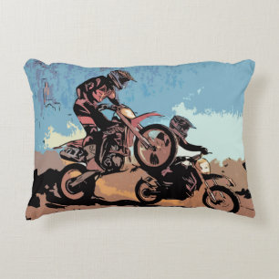Cross Country Race - Dirt Bike Racers Decorative Cushion