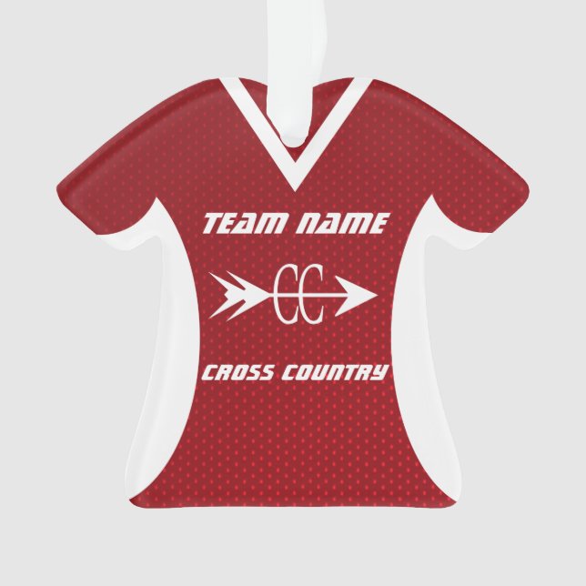 Cross Country Red Sports Jersey Ornament (Front)