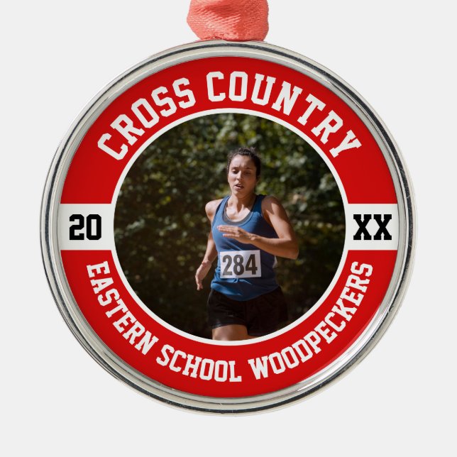 Cross Country Runner Running XC Team Sports Metal Ornament (Front)