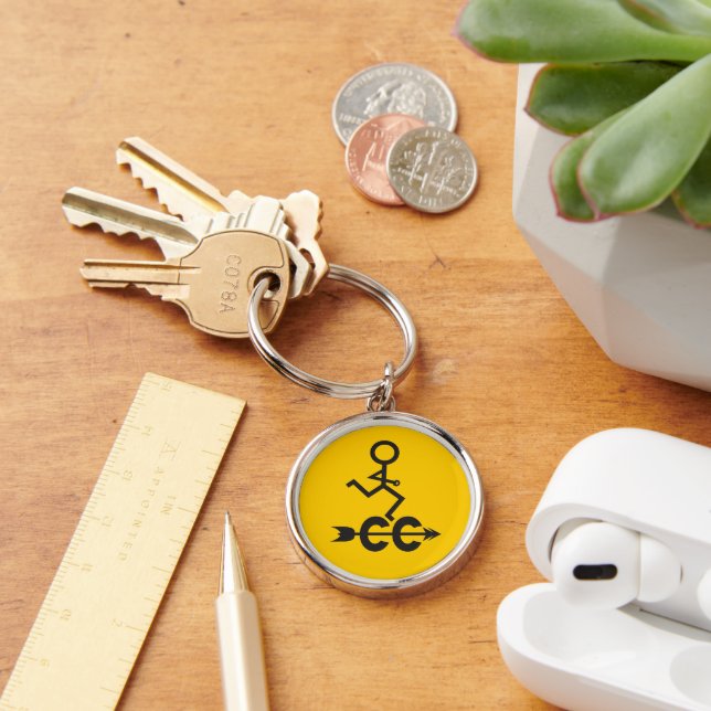Cross Country © Runner Running | Yellow Background Key Ring (Desk)