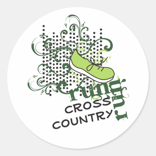 Cross Country Running Custom Text Classic Round Sticker (Front)