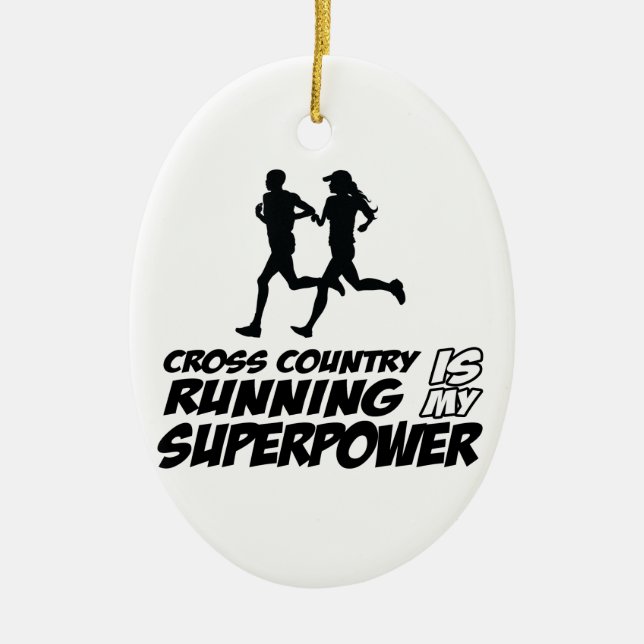 Cross Country running designs Ceramic Tree Decoration (Front)