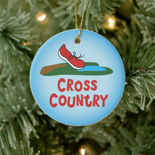 Cross Country Running - front and back Ceramic Ornament