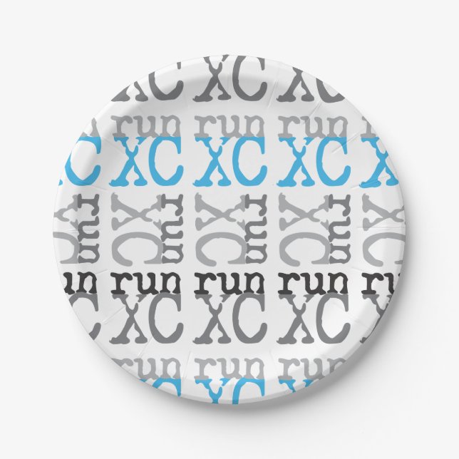Cross Country Running - Light Blue - XC Run Paper Plate (Front)