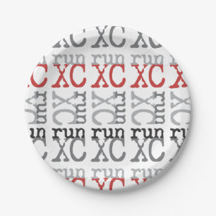 Cross Country Running - Red XC Run Paper Plate
