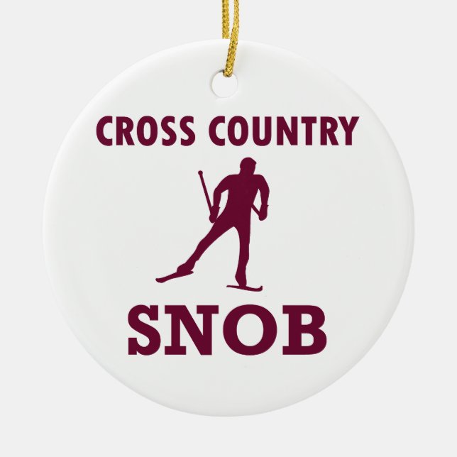 Cross Country Ski Snob Ceramic Tree Decoration (Front)