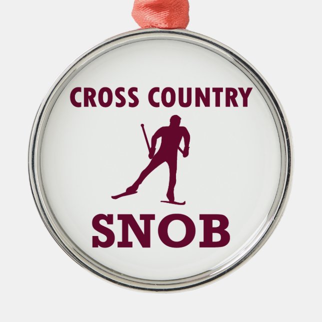 Cross Country Ski Snob Metal Tree Decoration (Front)