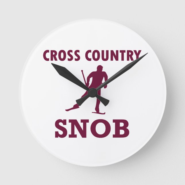 Cross Country Ski Snob Round Clock (Front)
