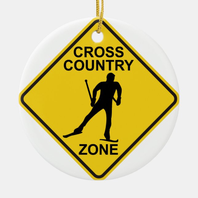 Cross Country Ski Zone Ceramic Ornament (Front)