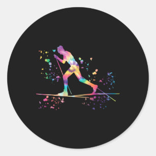 Cross Country Skier Nordic Xc Skiing _10 Classic Round Sticker