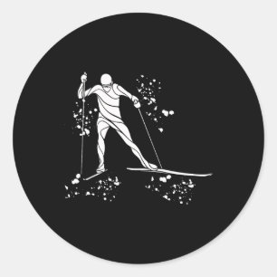 Cross Country Skier Nordic Xc Skiing _12 Classic Round Sticker