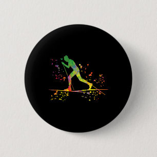 Cross Country Skier Nordic Xc Skiing _18 6 Cm Round Badge