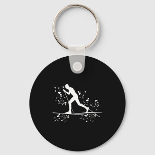 Cross country skier nordic xc skiing key ring