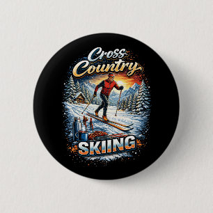 Cross Country Skiing 6 Cm Round Badge