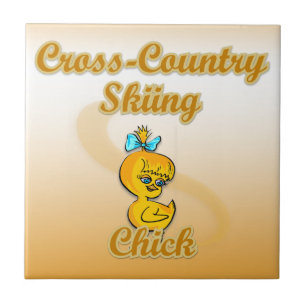 Cross-Country Skiing Chick Tile