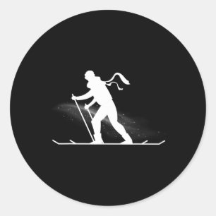 Cross-country Skiing, Cross-country Skiing With Fu Classic Round Sticker
