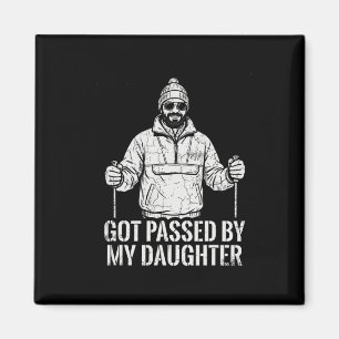 Cross Country Skiing Dad Ped By Daughter Sport Des Magnet