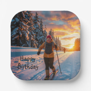 Cross Country Skiing Paper Plate