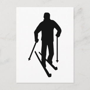 Cross-country skiing postcard