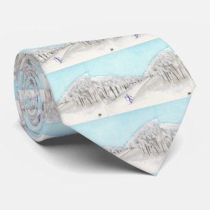 Cross Country Skiing Watercolor Tie